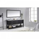 Caroline Estate 72" Double Bathroom Vanity in Espresso with Marble Top and Square Sink with Mirror