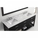 Caroline Estate 72" Double Bathroom Vanity in Espresso with Marble Top and Square Sink with Mirror