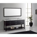 Caroline Estate 72" Double Bathroom Vanity in Espresso with Marble Top and Square Sink with Brushed Nickel Faucet and Mirror