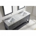 Caroline Estate 72" Double Bathroom Vanity in Grey with Marble Top and Square Sink with Brushed Nickel Faucet and Mirrors