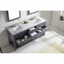 Caroline Estate 72" Double Bathroom Vanity in Grey with Marble Top and Square Sink with Brushed Nickel Faucet and Mirrors