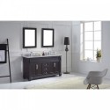 Victoria 60" Double Bathroom Vanity in Espresso with Marble Top and Round Sink with Mirrors
