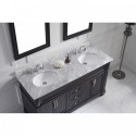 Victoria 60" Double Bathroom Vanity in Espresso with Marble Top and Round Sink with Mirrors