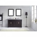 Victoria 60" Double Bathroom Vanity in Espresso with Marble Top and Square Sink with Brushed Nickel Faucet and Mirrors