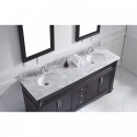 Victoria 72" Double Bathroom Vanity in Espresso with Marble Top and Round Sink with Brushed Nickel Faucet and Mirrors