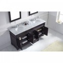 Victoria 72" Double Bathroom Vanity in Espresso with Marble Top and Round Sink with Brushed Nickel Faucet and Mirrors