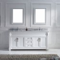 Victoria 72" Double Bathroom Vanity in White with Marble Top and Square Sink with Mirrors