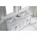 Victoria 72" Double Bathroom Vanity in White with Marble Top and Square Sink with Mirrors