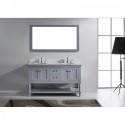 Julianna 60" Double Bathroom Vanity in Grey with Marble Top and Round Sink with Mirror