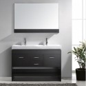 Gloria 48" Double Bathroom Vanity in Espresso with White Ceramic Top and Square Sink with Brushed Nickel Faucet and Mirror