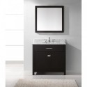 Caroline 36" Single Bathroom Vanity in Espresso with Marble Top and Round Sink with Brushed Nickel Faucet and Mirror