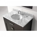 Caroline 36" Single Bathroom Vanity in Espresso with Marble Top and Round Sink with Brushed Nickel Faucet and Mirror