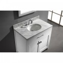 Caroline 36" Single Bathroom Vanity in White with Marble Top and Round Sink with Mirror
