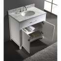 Caroline 36" Single Bathroom Vanity in White with Marble Top and Round Sink with Polished Chrome Faucet and Mirror