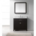 Caroline 36" Single Bathroom Vanity in Espresso with Marble Top and Square Sink with Mirror