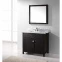 Caroline 36" Single Bathroom Vanity in Espresso with Marble Top and Square Sink with Polished Chrome Faucet and Mirror