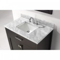 Caroline 36" Single Bathroom Vanity in Espresso with Marble Top and Square Sink with Polished Chrome Faucet and Mirror