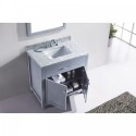 Caroline 36" Single Bathroom Vanity in Grey with Marble Top and Square Sink with Mirror