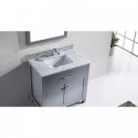 Caroline 36" Single Bathroom Vanity in Grey with Marble Top and Square Sink with Mirror