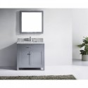 Caroline 36" Single Bathroom Vanity in Grey with Marble Top and Square Sink with Brushed Nickel Faucet and Mirror