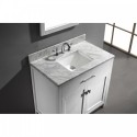 Caroline 36" Single Bathroom Vanity in White with Marble Top and Square Sink with Mirror
