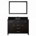 Caroline 48" Single Bathroom Vanity in Espresso with Black Galaxy Granite Top and Round Sink with Polished Chrome Faucet and Mirror