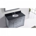 Caroline 48" Single Bathroom Vanity in Grey with Black Galaxy Granite Top and Round Sink with Polished Chrome Faucet and Mirror