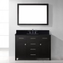 Caroline 48" Single Bathroom Vanity in Espresso with Black Galaxy Granite Top and Square Sink with Brushed Nickel Faucet and Mirror