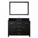 Caroline 48" Single Bathroom Vanity in Espresso with Black Galaxy Granite Top and Square Sink with Polished Chrome Faucet and Mirror