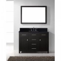 Caroline 48" Single Bathroom Vanity in Espresso with Black Galaxy Granite Top and Square Sink with Polished Chrome Faucet and Mirror