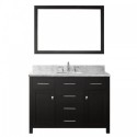 Caroline 48" Single Bathroom Vanity in Espresso with Marble Top and Round Sink with Mirror