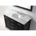 Caroline 48" Single Bathroom Vanity in Espresso with Marble Top and Round Sink with Mirror