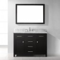 Caroline 48" Single Bathroom Vanity in Espresso with Marble Top and Round Sink with Brushed Nickel Faucet and Mirror