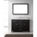 Caroline 48" Single Bathroom Vanity in Espresso with Marble Top and Round Sink with Brushed Nickel Faucet and Mirror