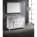 Caroline 48" Single Bathroom Vanity in White with Marble Top and Round Sink with Mirror