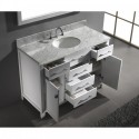 Caroline 48" Single Bathroom Vanity in White with Marble Top and Round Sink with Mirror