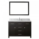 Caroline 48" Single Bathroom Vanity in Espresso with Marble Top and Square Sink with Mirror