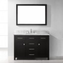 Caroline 48" Single Bathroom Vanity in Espresso with Marble Top and Square Sink with Mirror
