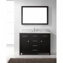 Caroline 48" Single Bathroom Vanity in Espresso with Marble Top and Square Sink with Mirror