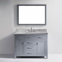Caroline 48" Single Bathroom Vanity in Grey with Marble Top and Square Sink with Mirror