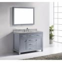 Caroline 48" Single Bathroom Vanity in Grey with Marble Top and Square Sink with Polished Chrome Faucet and Mirror