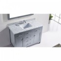 Caroline 48" Single Bathroom Vanity in Grey with Marble Top and Square Sink with Polished Chrome Faucet and Mirror