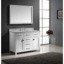 Caroline 48" Single Bathroom Vanity in White with Marble Top and Square Sink with Mirror