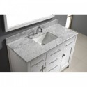 Caroline 48" Single Bathroom Vanity in White with Marble Top and Square Sink with Mirror