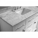 Caroline 48" Single Bathroom Vanity in White with Marble Top and Square Sink with Brushed Nickel Faucet and Mirror
