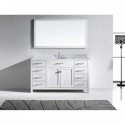 Caroline 60" Single Bathroom Vanity in White with Marble Top and Round Sink with Mirror