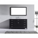 Caroline 60" Single Bathroom Vanity in Espresso with Marble Top and Square Sink with Mirror