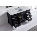 Caroline 60" Single Bathroom Vanity in Espresso with Marble Top and Square Sink with Mirror