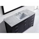 Caroline 60" Single Bathroom Vanity in Espresso with Marble Top and Square Sink with Mirror