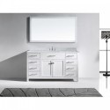 Caroline 60" Single Bathroom Vanity in White with Marble Top and Square Sink with Mirror